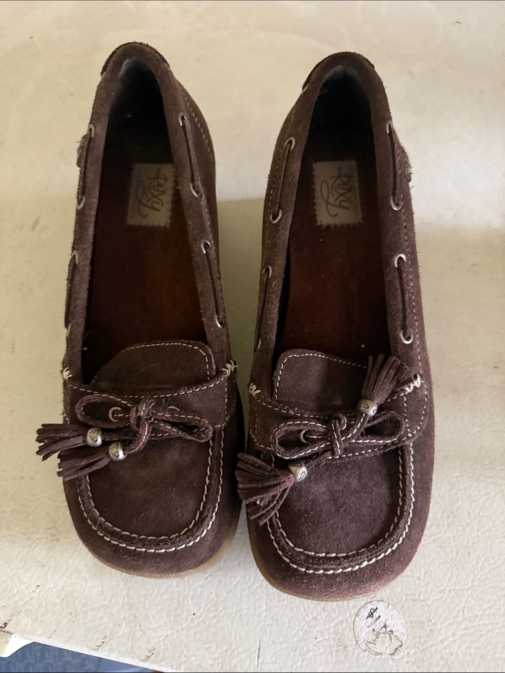 Roxy Brown Suede Tassel Moccasins - Women